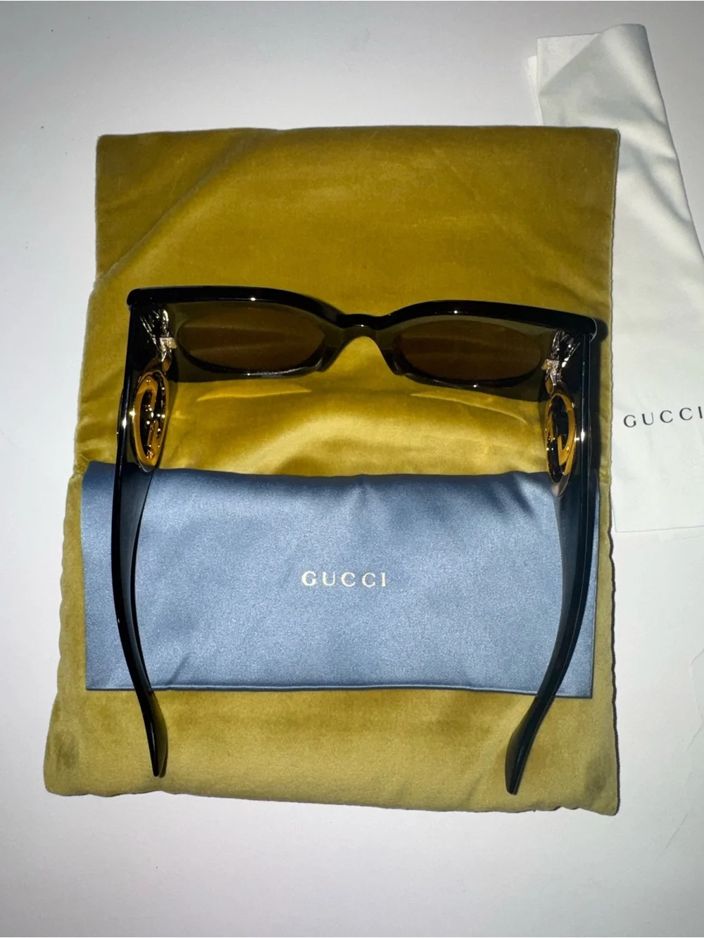 Gucci Blondie Black Tortoise Shell Oversized Square Sunglasses with Brown Lenses